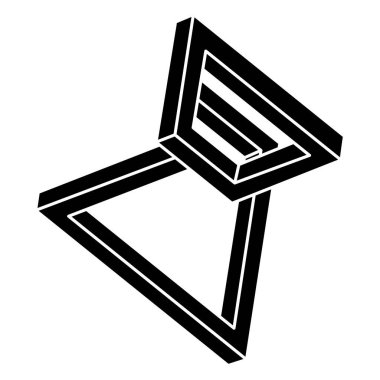 İmkansız bir şekil. Kutsal geometri figürü. Optik yanılsama. Soyut sonsuz geometrik nesne. Optik sanat. 