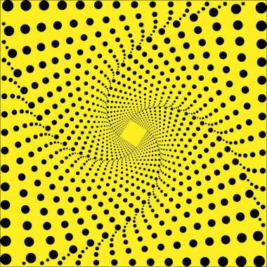 Soyut arka plan, modern hipster fütüristik grafik. Siyah noktalı sarı arka plan. Vektör soyut arkaplan, doku tasarımı, desen.