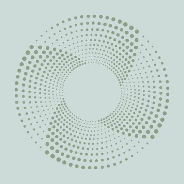 Soyut vektör çember çerçevesi. Optik illüzyon deseni. Tıbbi, tedavi ve kozmetik için yarım ton logo amblemi tasarımı. Optik sanat arkaplanı. 
