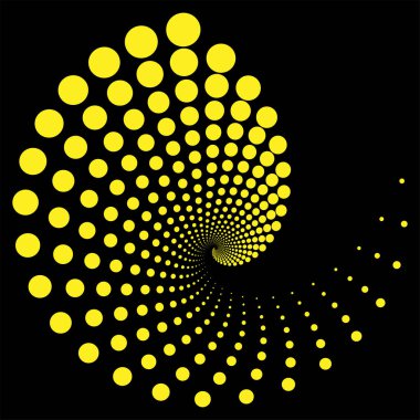 Sarmal sarı noktalar tasarla. Soyut tek renkli arkaplan. Vektör sanatı illüstrasyonu. 