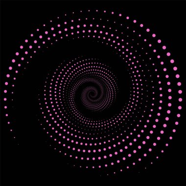 Siyah arka planda noktalar. Geometrik yanılsama. Çerçeve, logo, dövme, web sayfaları, baskılar, posterler, şablon, soyut vektör arkaplanlar için tasarım ögesi. Optik sanat şekilleri.