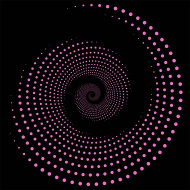 Çember pembe noktalar. Geometrik sanat modeli. Çerçeve, logo, dövme, web sayfaları, baskılar, posterler, şablon, soyut vektör arkaplanlar için tasarım ögesi. Optik illüzyon şekli. Siyah duvar kağıdı.