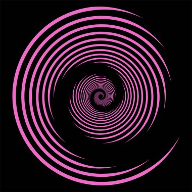 Siyah arkaplanda izole edilmiş daire çizgileri. Optik sanat logosu. Çerçeve, dövme, web sayfaları, baskılar, posterler, şablonlar, soyut vektör arkaplanları için tasarım ögesi. Optik illüzyon şekli. Desen. 