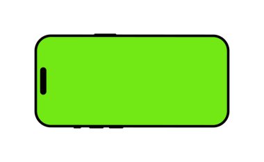 Akıllı telefon çerçevesi. Boş akıllı telefon yeşil ekran arkaplanı. Gadget düz sembolü. Aygıt ön yatay görünümü. Web sitesi tasarımı için imza, evet, mobil uygulama. Cep telefonu siyah simgesi.