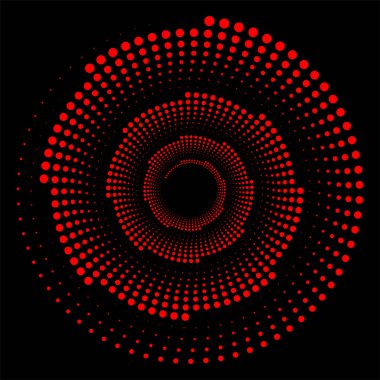 Girdap kırmızı noktalı. Modern geometrik sanat. Sınır çerçevesi, logo, dövme, sembol, ağ, baskılar, posterler, şablon, desenler ve soyut arkaplanlar için modaya uygun tasarım ögesi.