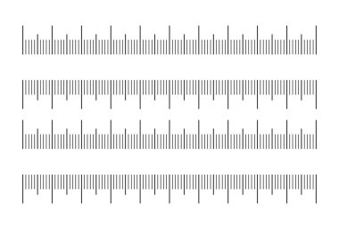 Ölçüm tabloları 10 santimetre ayarlı. Sayısız cetvel ölçeği, on cm. Uzunluk ölçümü matematik, mesafe, boy, dikiş aracı, şablon. Grafiksel ince taslak çizimi.