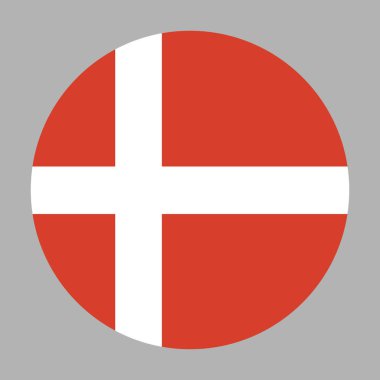 Danimarka bayrağı. Çemberde Nordic Cross 'lu Danimarka Bayrağı. Ulusal Danimarka bayrağı.