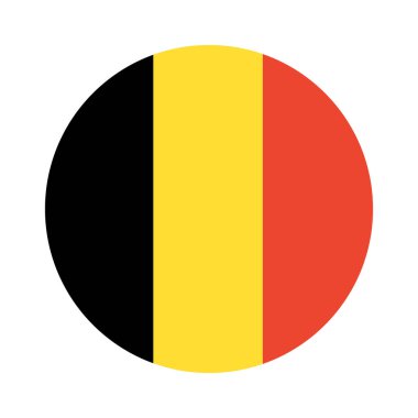 Belçika bayrağı. Dairesel Belçika Bayrağı. Ulusal Belçika bayrağı. Düğme, pankart, rozet, simge, daire şeklinde imzalayın.