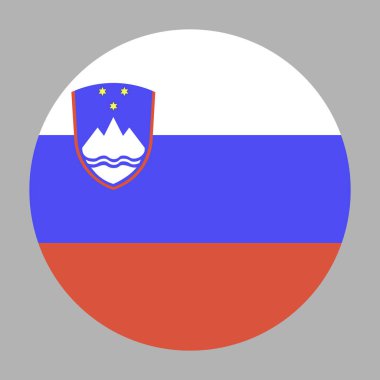 Slovenya bayrağı. Slovenya Cumhuriyeti 'nin yuvarlak sembolü.