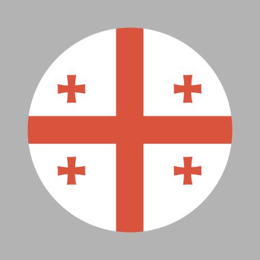 Georgia bayrak dairesi şekil şablonu. Gürcistan bayrağı. Ulusal amblem yuvarlak simgesi.