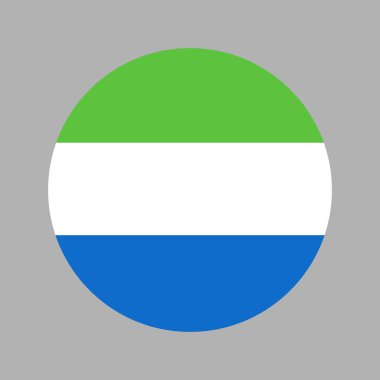 Sierra Leone bayrağı düz şekilli. Sierra Leone 'nin ulusal bayrağı düğme simgesi şeklinde.