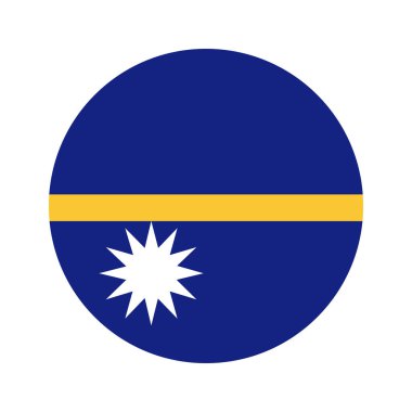Nauru bayrağı yuvarlanmış simge. Ulusal Nauru Bayrak dairesel düğmesi. Round Nauru bayrak rozeti. Çember şeklinde bayrak.