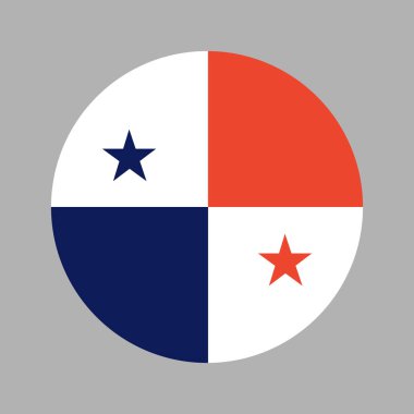 Panama bayrağı arka planda toplandı. Panama bayrağı dairesel simgesi. Panama Çemberi Ulusal Bayrağı.