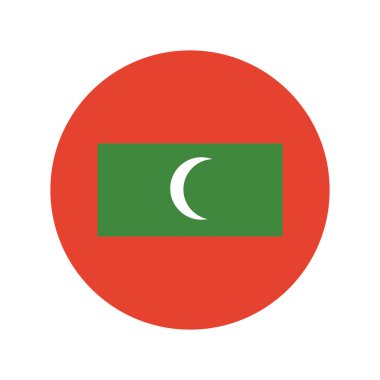 Maldivler bayrağı daire düğmesi. İkonun etrafında Maldivler bayrağı vardı. Ulusal Maldivler bayrağı. Maldivler bayrak rozeti.