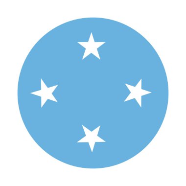 Mikronezya Birleşik Devletleri bayrağı daire şeklinde. Mikronezya bayrak yuvarlak ikonu. Ülke bayrağı yuvarlak sembol. Ulus dairesel bayrak düğmesi.