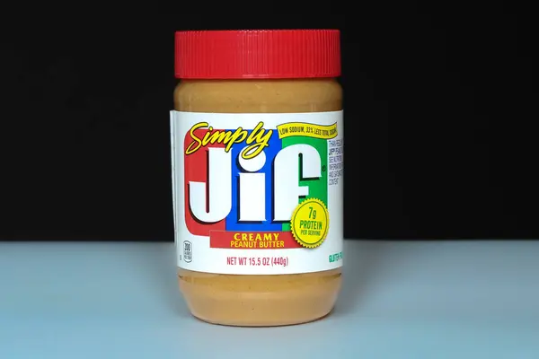 stock image Houston, Texas, USA - September 10, 2024:  Jar of Simply Jif Creamy Peanut Butter