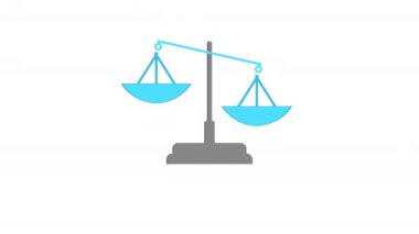 Tasarım projelerinde hukuki, denge, adalet ve ölçüm kavramlarına uygun simetrik tavalarla gri ve mavi dengeli ölçek. 4k alfa kanalı