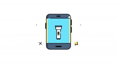 Akıllı telefon ekranında el feneri kullanılıyor. Teknoloji blogları, mobil uygulama sunumları, acil durum hazırlık rehberleri ve teknoloji kavramları için idealdir. 4k alfa kanalı