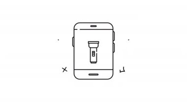 Parlak ışık yayan fener ikonlu akıllı telefon ekranı. Teknoloji kavramları, mobil uygulamalar, dijital araçlar, aydınlatma kavramları, hafif uygulamalar için ideal.