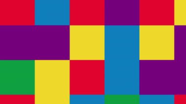 TV gökkuşağı çubukları, ya da gökkuşağı TV ekranı, kırmızı mavi mor yeşil kareler canlı, renkli soyut tasarım yaratır. Arkaplan, duvar kağıdı, dijital sanat, duvar kağıdı veya geometrik kavramlar için mükemmel.