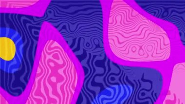 Televizyondaki gökkuşağı barları. Modern tasarımlar, arka planlar, baskılar ve dijital sanat eserleri için uygun pembe, mavi ve sarı dalgalı şekillere sahip soyut sanat eserleri.