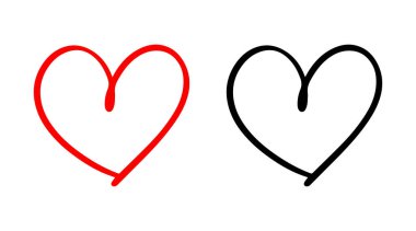 Kırmızı ve siyah kalp vektör simgeleri. Sevgililer Günü için vektör kalpler. Kalbin işareti ya da sembolü.