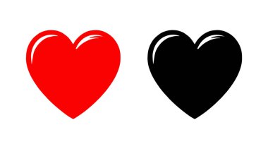 Kırmızı ve siyah kalp vektör simgeleri. Sevgililer Günü için vektör kalpler. Kalbin işareti ya da sembolü.