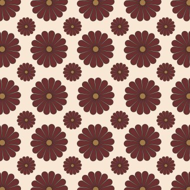 Pembe arka planda koyu kahverengi çiçekli kusursuz çiçek deseni..