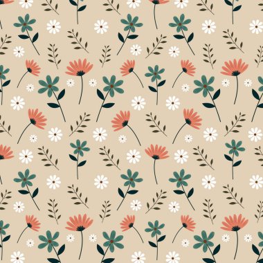 Moda, tekstil, kumaş, duvar kağıdı ve diğer izler için kusursuz çiçek deseni. Çiçek vektör deseni.