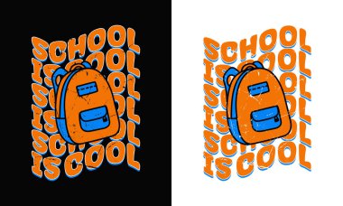 Okul havalı bir tipografi vektörü t-shirt tasarım şablonu, okul alıntılarına geri dönüyoruz