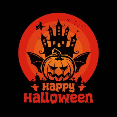 Mutlu Cadılar Bayramı t-shirt tasarımı vektör baskısı şablonu hazır