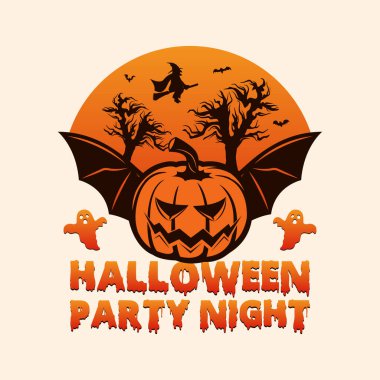 Cadılar Bayramı partisi gece tişörtü tasarım şablonu, cadılar bayramı gömleği illüstrasyonu