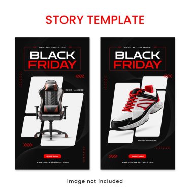 Kara Cuma broşür dizaynı, düzenlenebilir vuruş şablonu, vektör illüstrasyonu