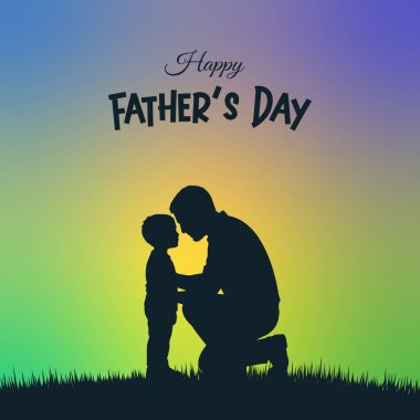 Mutlu Babalar Günü sosyal medya tasarım vektörü çizimi. Babalar Günü 'nüz kutlu olsun Mavi Arkaplan Sosyal Medya Tasarım Bayrağı