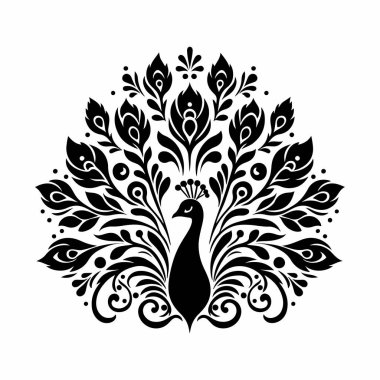 Peacock Clipart Icon with Stunning Feather Silhouette Design clipart