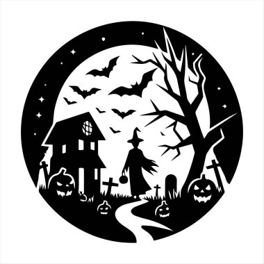 Halloween logo icon silhouette in vector style on white background clipart