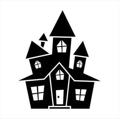 Haunted house silhouette vectors line art design for spooky halloween decorations clipart