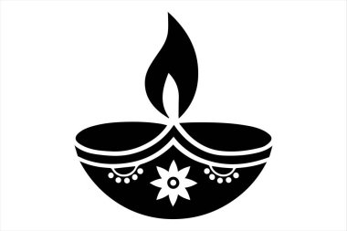 Diwali lamp silhouette vector icon design clipart