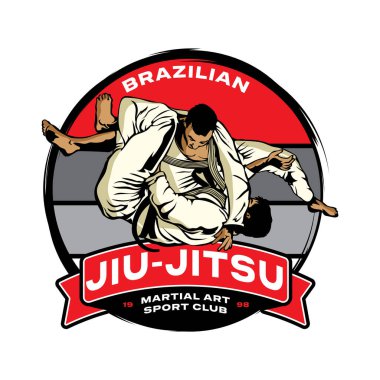 Jiu-jitsu dövüş sanatları vektör çizimi, gömlek tasarımı ve dövüş sanatları eğitim kulübü logosu için mükemmel.