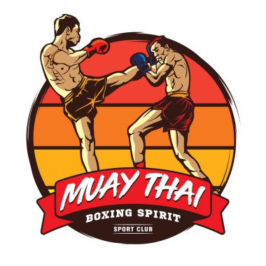 Tayland Boks dövüş sanatları vektör çizimi, t-shirt tasarımı için mükemmel