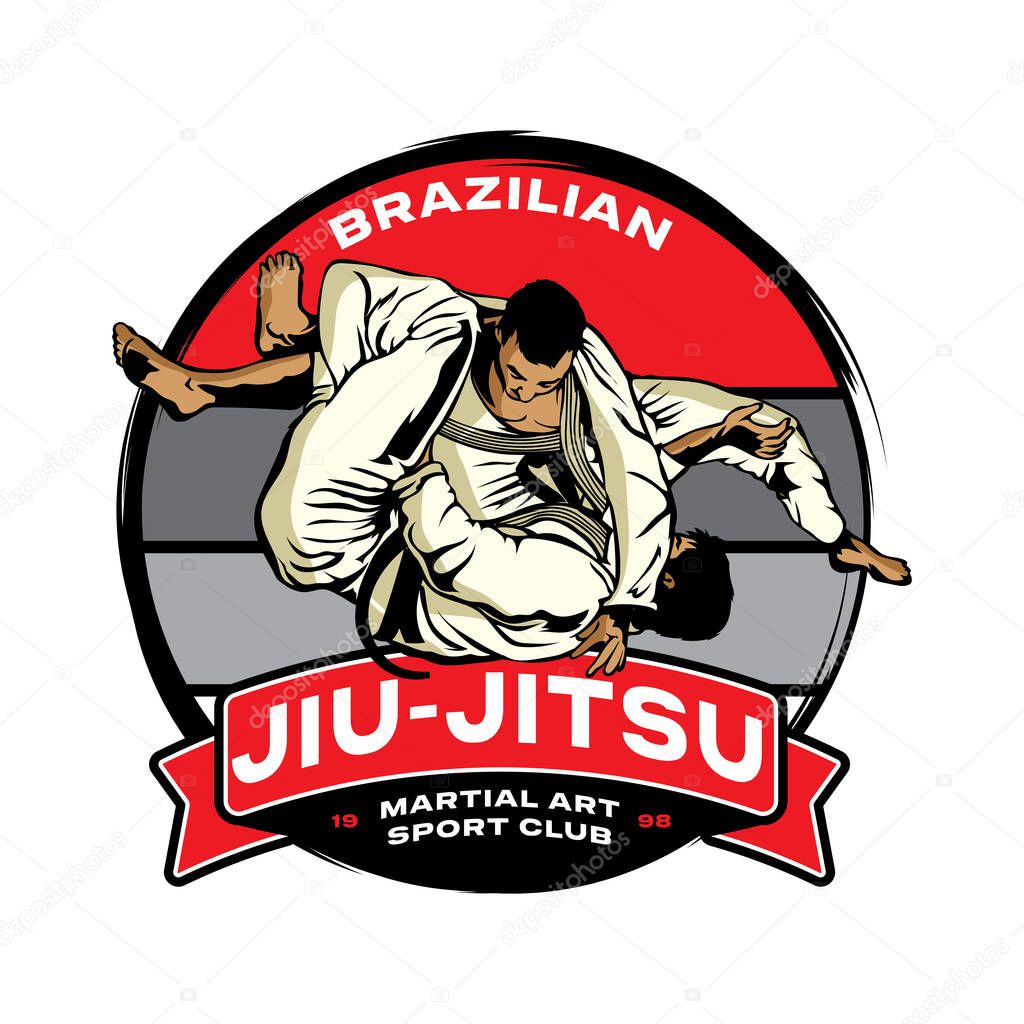 Jiu-jitsu martial art vector illustration, perfect for t shirt design and martial art training club logo design
