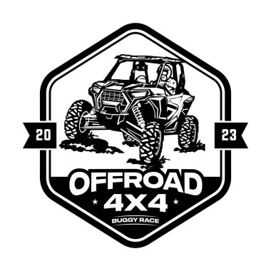 ATV Buggy Ekstrem Spor Araç Vektör Çizimi, takım ve yarış kulübü için iyi ayrıca kiralık ve seyahat macera logosu tasarımı 