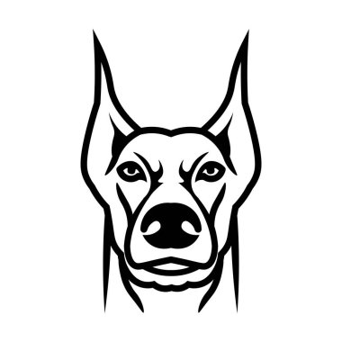 Doberman köpek kafası yüz vektör çizimi T-shirt tasarımı, köpek eğitimi ve marka ürün logosu için mükemmel