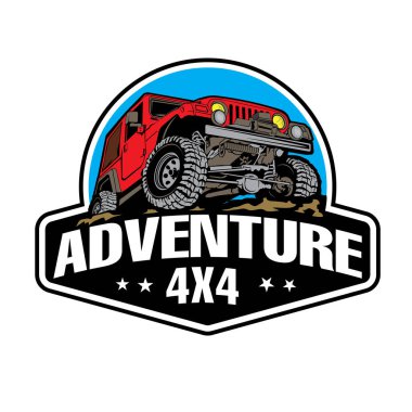 Vektör illüstrasyonunda off road aracı off road etkinliği, kulüp logosu ve tişört tasarımı için mükemmel.