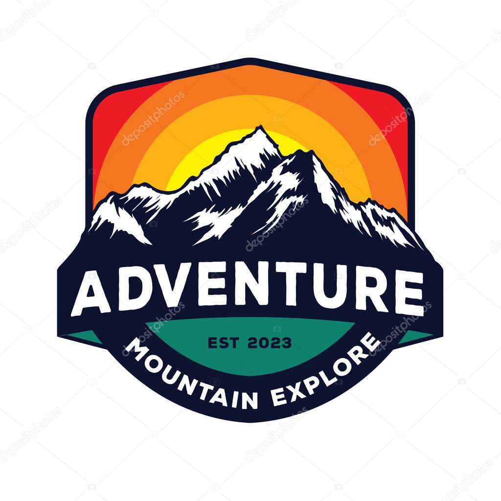 Mountain with sunset vector illustration in retro style, perfect for t shirt design and adventure club logo