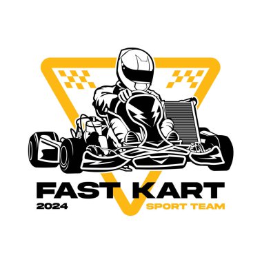 Renkli tasarım olarak Kart yarışı vektör çizimi, etkinlik logosu, tişört tasarımı ve yarış takımı logosu için iyi