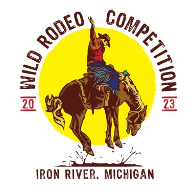 Rodeo Guy vektör çizimi, t-shirt tasarımı ve olay logosu için mükemmel 