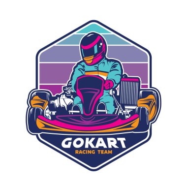 Go Kart yarış vektör çizimi, olay logosu, gömlek tasarımı ve yarış takımı logosu için mükemmel