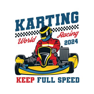 Go Kart yarış vektör çizimi, olay logosu, gömlek tasarımı ve yarış takımı logosu için mükemmel