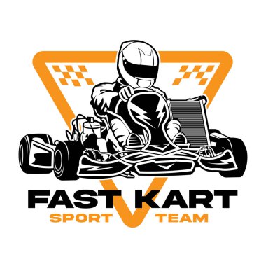 Go kart yarışı çizimi, tişört tasarımı ve takım logosu tasarımı için mükemmel